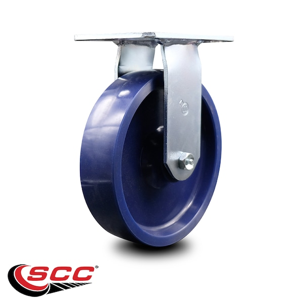 8 Inch Heavy Duty Top Plate Solid Poly Rigid Caster with Roller Bearing SCC